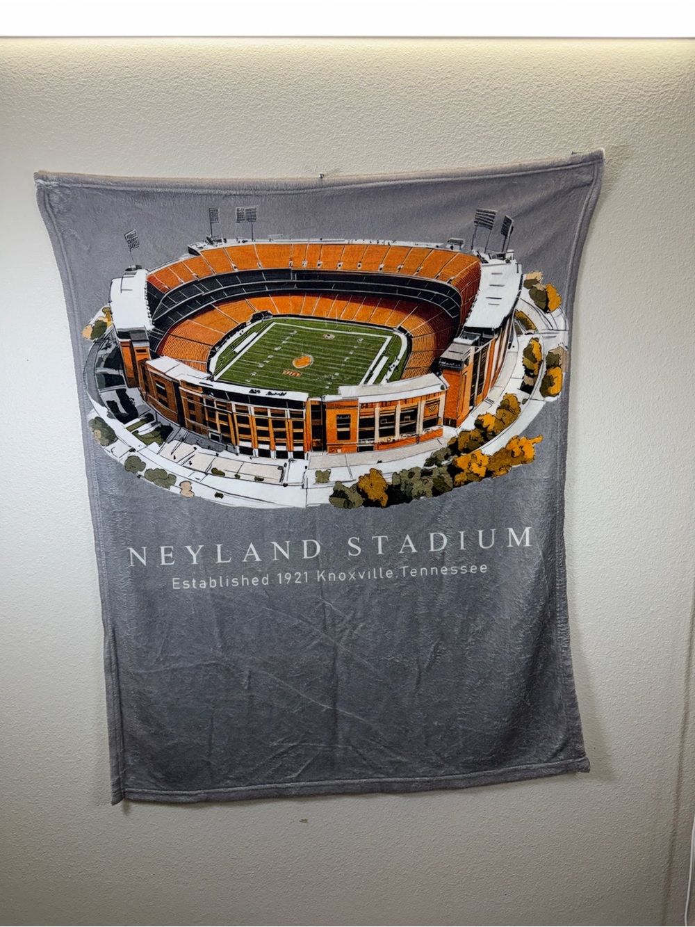 Source Unknown Gray & Orange Neyland Stadium Wall Throw